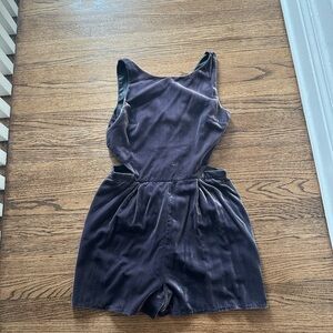 Topshop Elegant Gray Velvet Sleeveless Romper